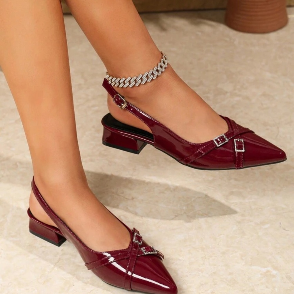 SHEIN Burgundy Slingback Flats